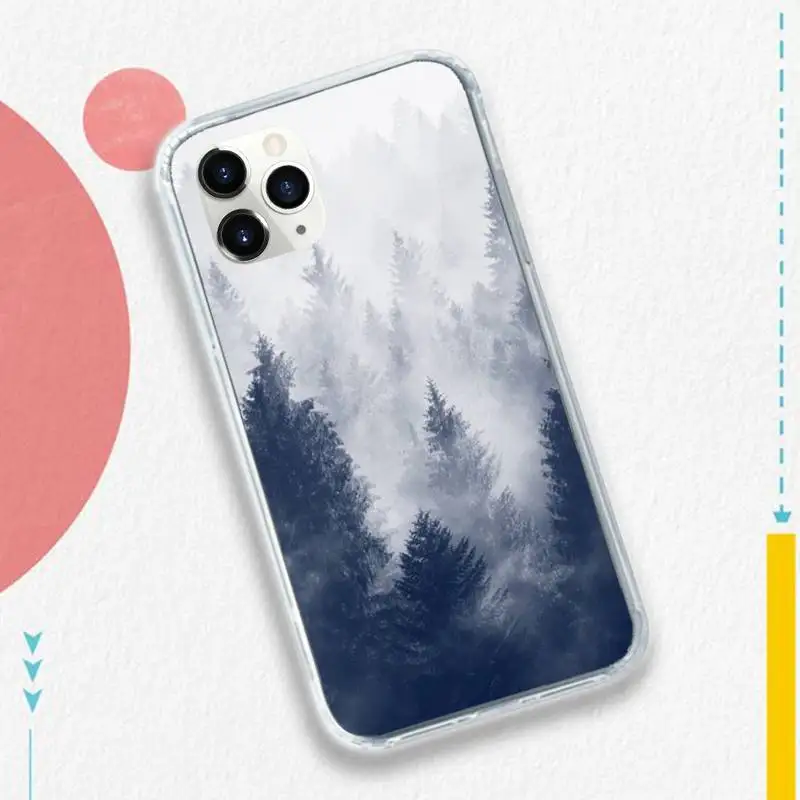 

Mountain Pine Tree Forest Mountain Peak Mist Phone Case for iPhone 11 12 mini pro XS MAX 8 7 6 6S Plus X 5S SE 2020 XR
