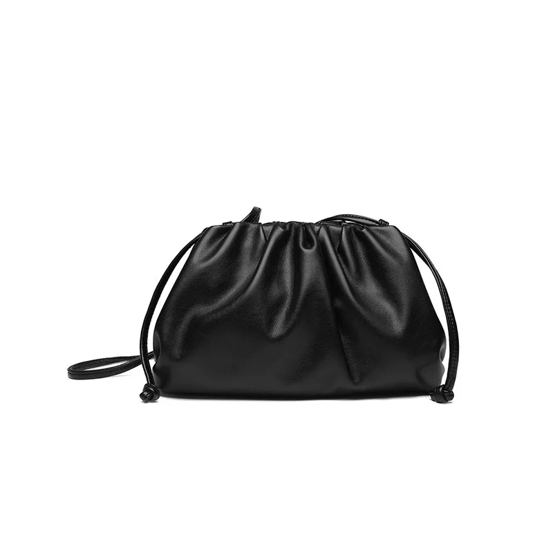 Black 26x10x16cm Модная кожаная мягкая гофрированная большая сумка-мессенджер на плечо, Высококачественная женская дизайнерская сумка, повседневный клатч - Цвет: Black 26x10x16cm