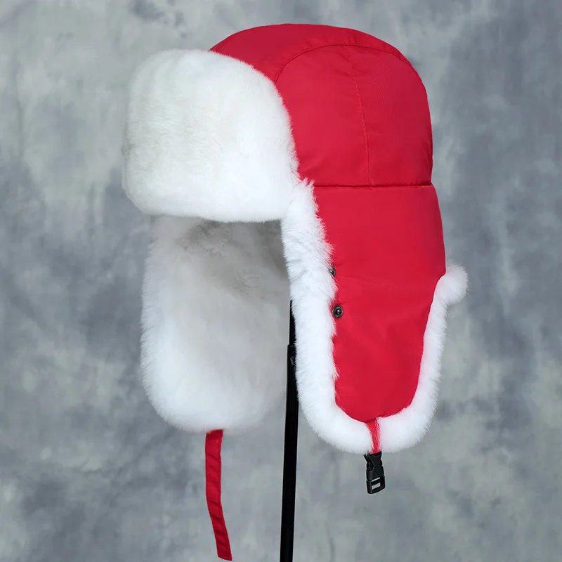 Lantafe Men Hat Winter Fur Lei Feng Cap Russian With Rabbit Mask Hats Earmuffs Riding Keep Warm Bomber | Аксессуары для одежды