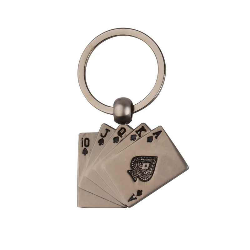 Металлическая Модная креативная стильная цепочка для ключей в покер 10 J Q K из
