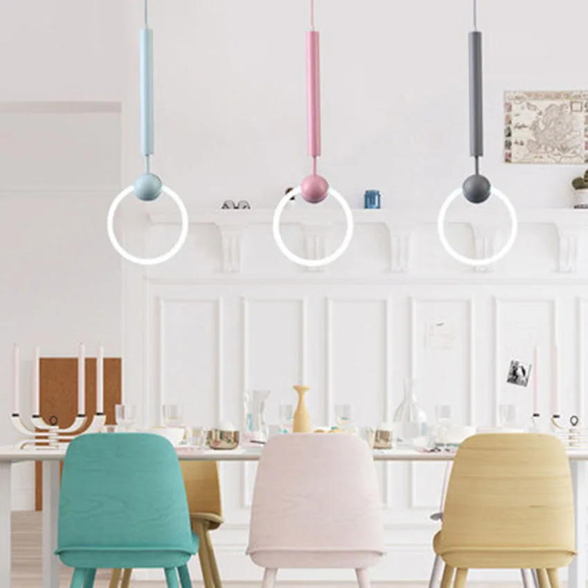 

Nordic LED Pendant Lights Modern Glass Ring Pendant Lamp Living Room Light Fixtures Dining Room Bedroom Decor Lighting Luminaria