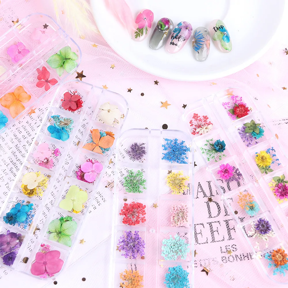 

Mix Dried Flowers Nail Decorations Jewelry Natural Floral Leaf Stickers 3D Nail Art Designs Eternal flower Dried flower drill