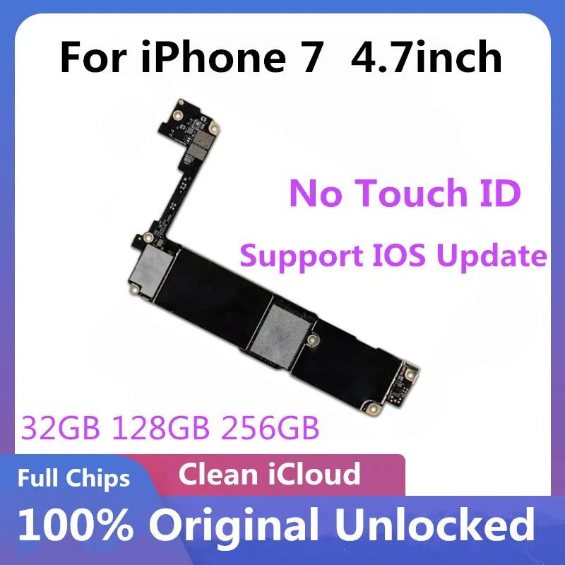 100% Original Unlocked For iphone 7 4.7INCH Motherboard 7P Logic Board With IOS System Full Chips Without Touch ID Clean iCloud | Мобильные