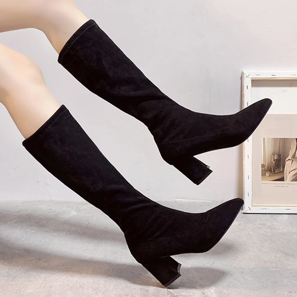 2020 г. Осень зима новые модные однотонные ботинки без шнуровки с круглым носком