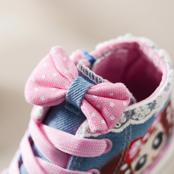 Baby Kids Sneakers Little Girl Canvas Shoes with Lace Anti-slippery Function for School and Shopping | Детская одежда и обувь