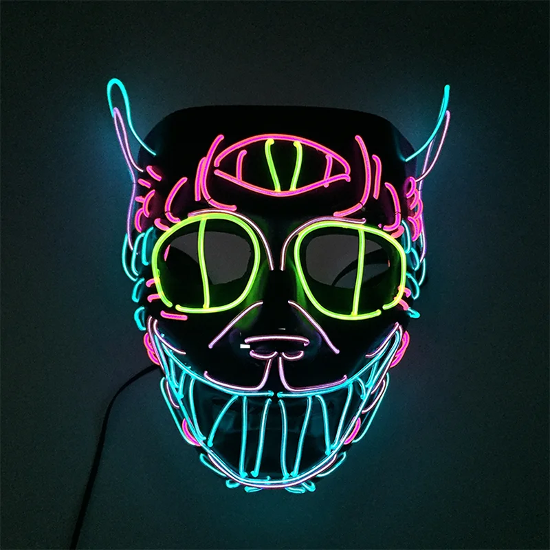 

Glowing Three Eyes Monster Mask Horror Costume Accessories Halloween Cosplay Party EL Wire Mask Luminous Devil Led Mascara