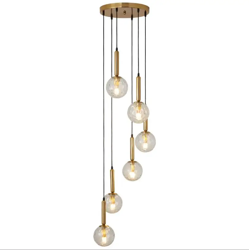 

New Stair Long Chandelier Lights Nordic Glass Living Room Hanging Lamp Villa Hotel Restaurant Spiral Pendant Lighting Fixtures