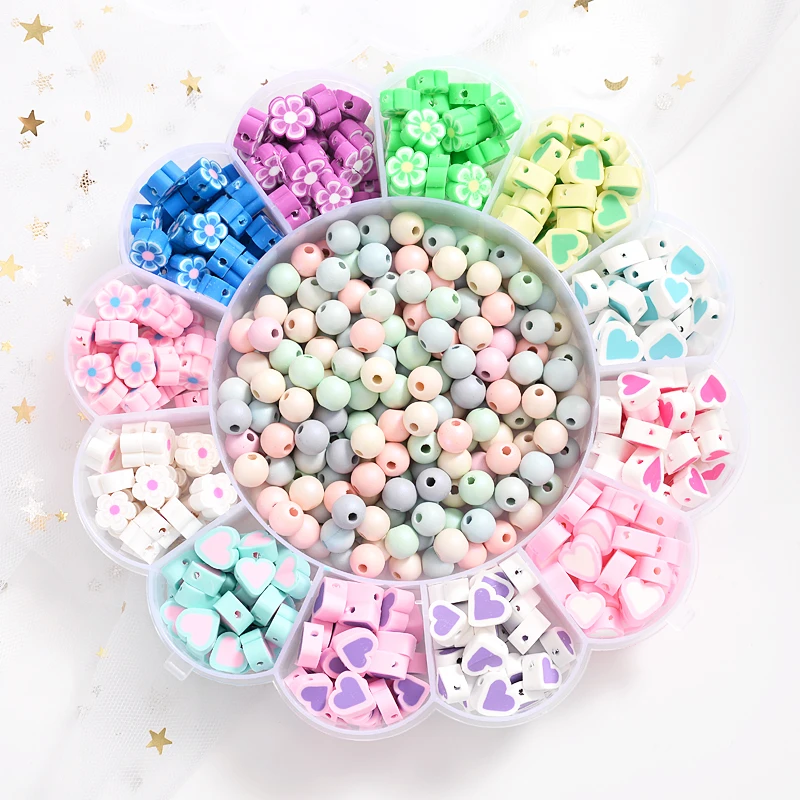 Смешанные бусины из полимерной глины в форме цветка/сердца бусины-разделители