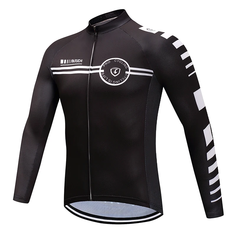 Дышащая мужская велосипедная майка с длинными рукавами однотонная черная