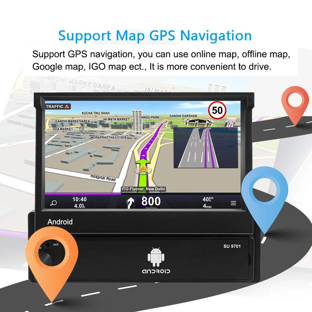 

Replacement for Android 8.1 Single Din Car 7inch HD Touch Screen MP5 GPS Navigation WiFi Mirror Link