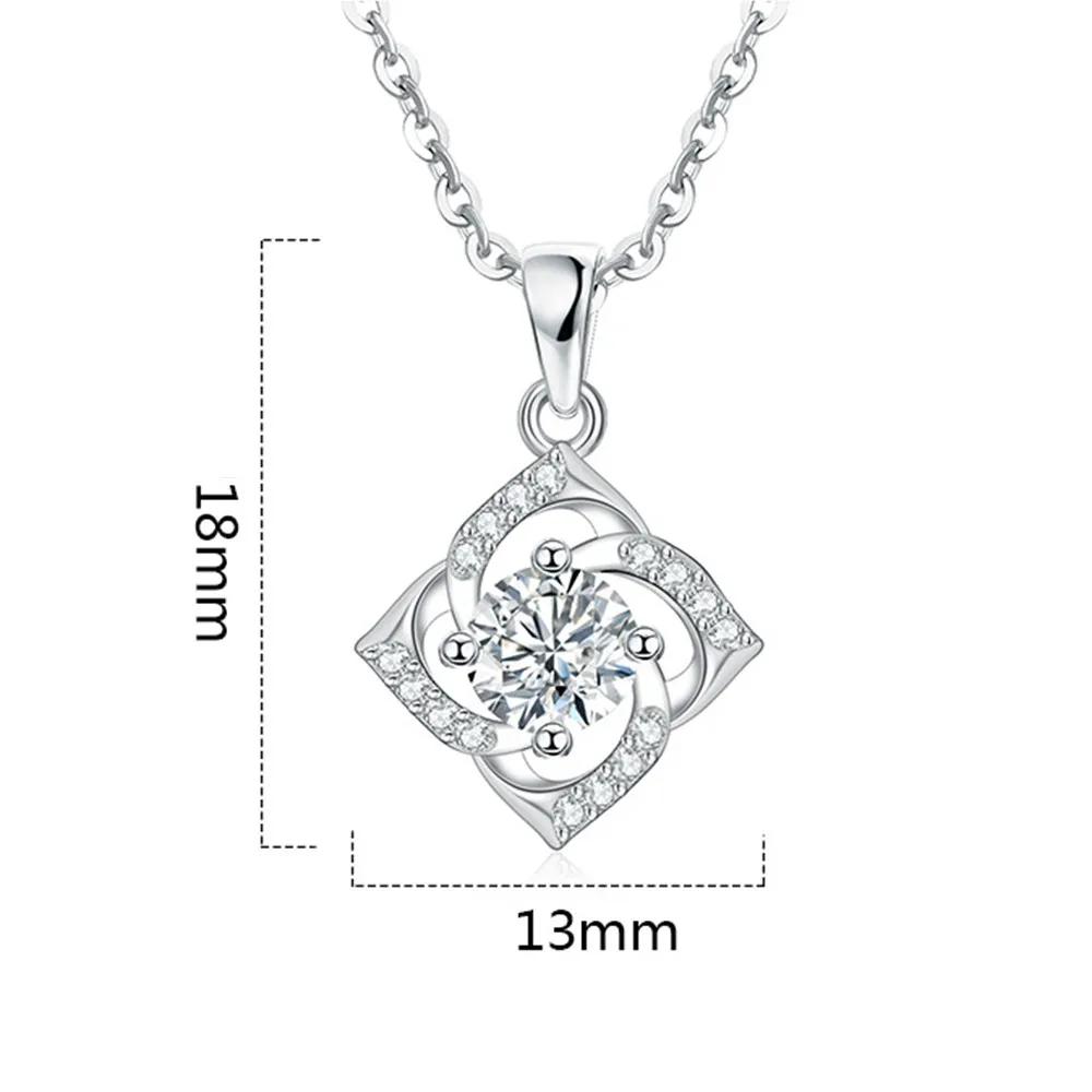 

NEHZY 925 Sterling Silver New Woman Fashion Jewelry High Quality Crystal Zircon Flower Clover Pendant Necklace Length 45CM