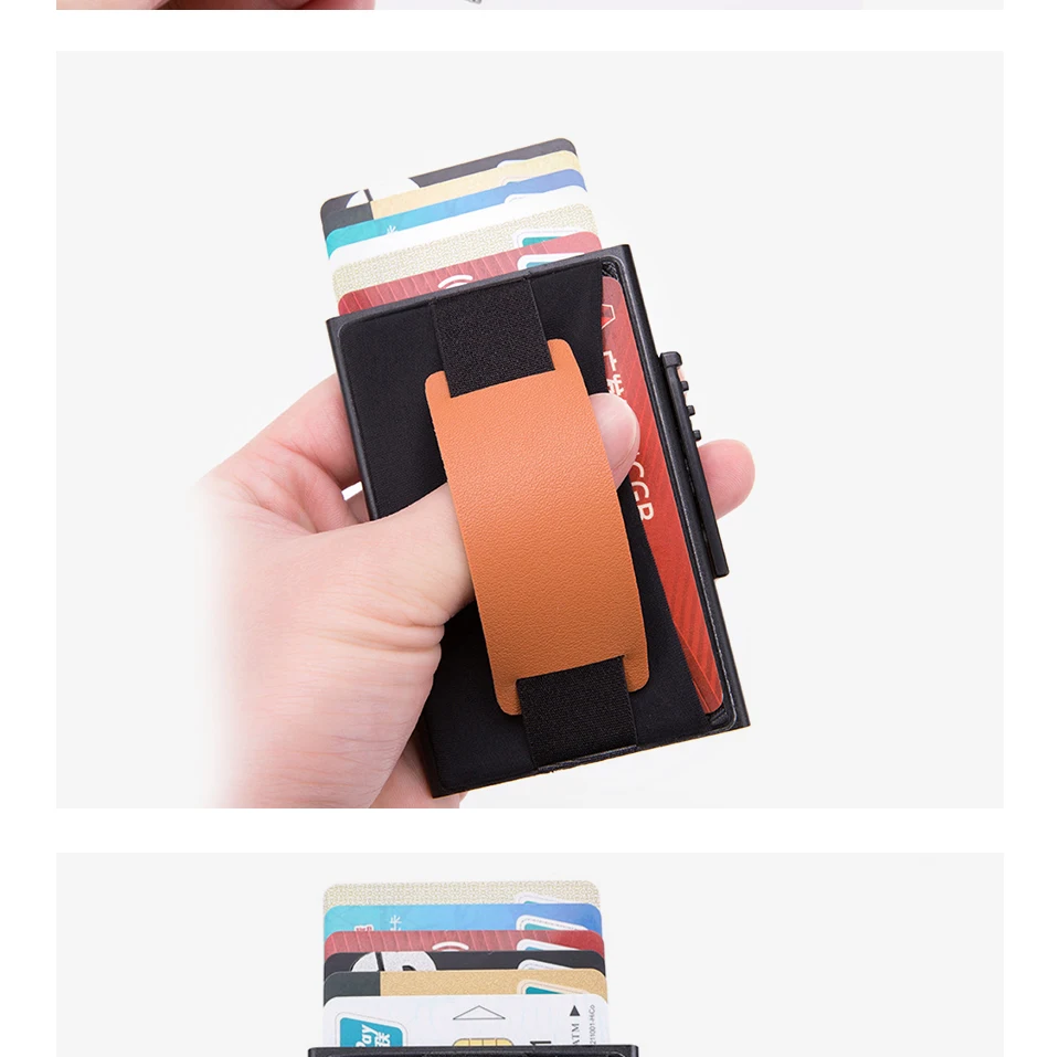 RFID смарт-кошелек держатель кредитной карты металлический тонкий мужской кошелек пройти секретный всплывающий минималистичный кошелек маленький черный кошелек