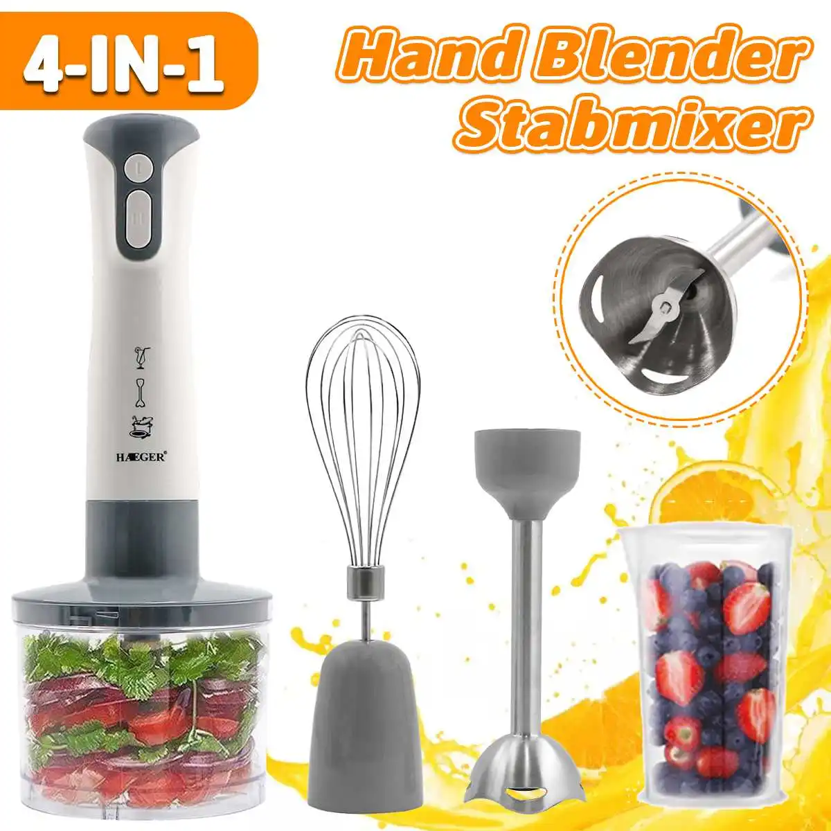 

4 в 1 600 Вт Электрический Еда блендер миксер Кухня ручной блендер, взбивание яиц миксер Овощной стенд смесь соковыжималка Мясорубка Еда проце...