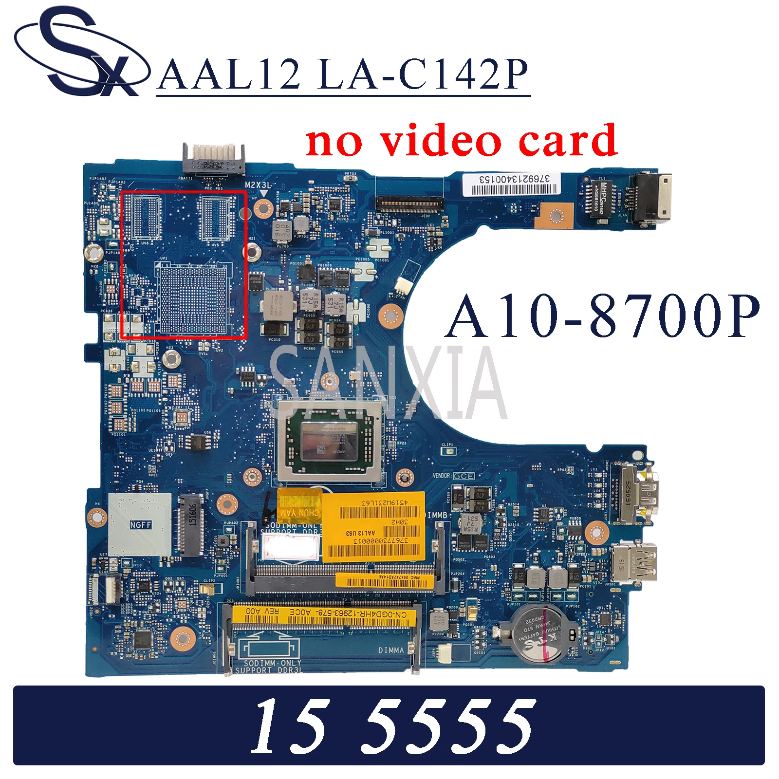 

KEFU LA-C142P Laptop motherboard for Dell Inspiron 15-5555 14-5455 original mainboard A10-8700P