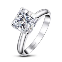 umq 925 silver excellent cut 3 ct d color 99mm pass diamond test sparkling square ring classic 4 claw princess rings