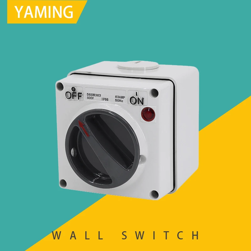 Трехфазный наружный водонепроницаемый переключатель 63 А водонепроницаемая