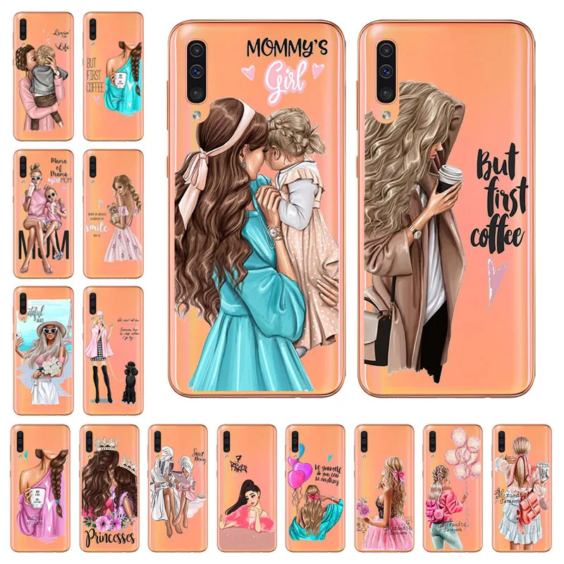 Прозрачный чехол для Samsung A51 A50 A70 A30 A10S A20S A30S Super Mom Baby Girl Sumsung Galaxy A31 A40 A10 A20E