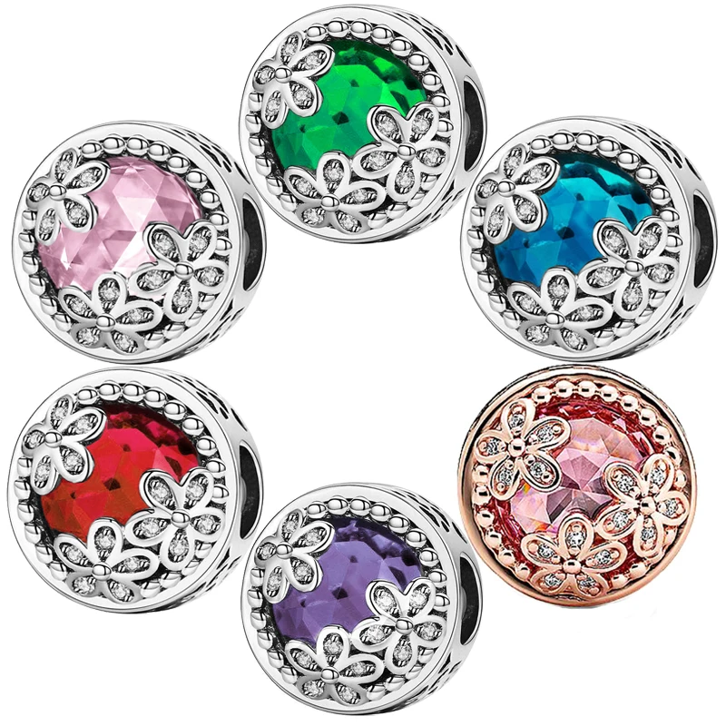 Красивый цветок Серебро s925 Очаровательная подвеска из бусин подходит для