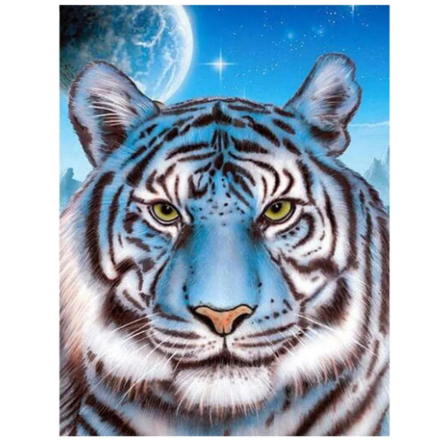 Алмазная 5D Вышивка сделай сам с изображением белого тигра фэнтезийная детская