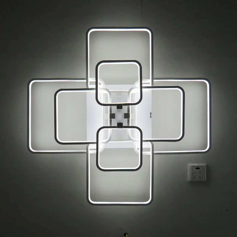 Okudo прямоугольник современных LED потолочные светильники для гостиной белый