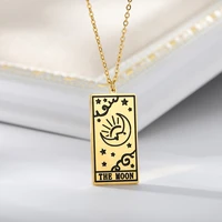 fashion tarot card pendant necklace fortune star world sun moon charms wisdom strength symbolic friendship jewelry necklace