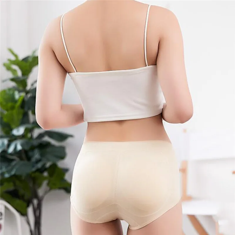 

Women Sponge Padded Abundant Buttocks Pants Lady Push Up Middle Waist Padded Panties Briefs Underwear