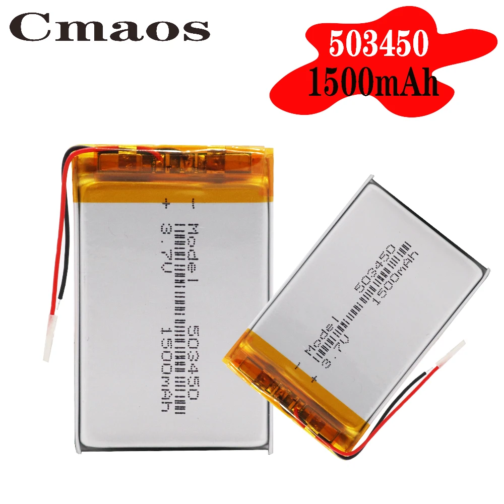 3 7 V 1500mAh 503450 литий полимерная LiPo аккумуляторная батарея JST PH2.0 2pin для Mp3 DVD PAD Смарт