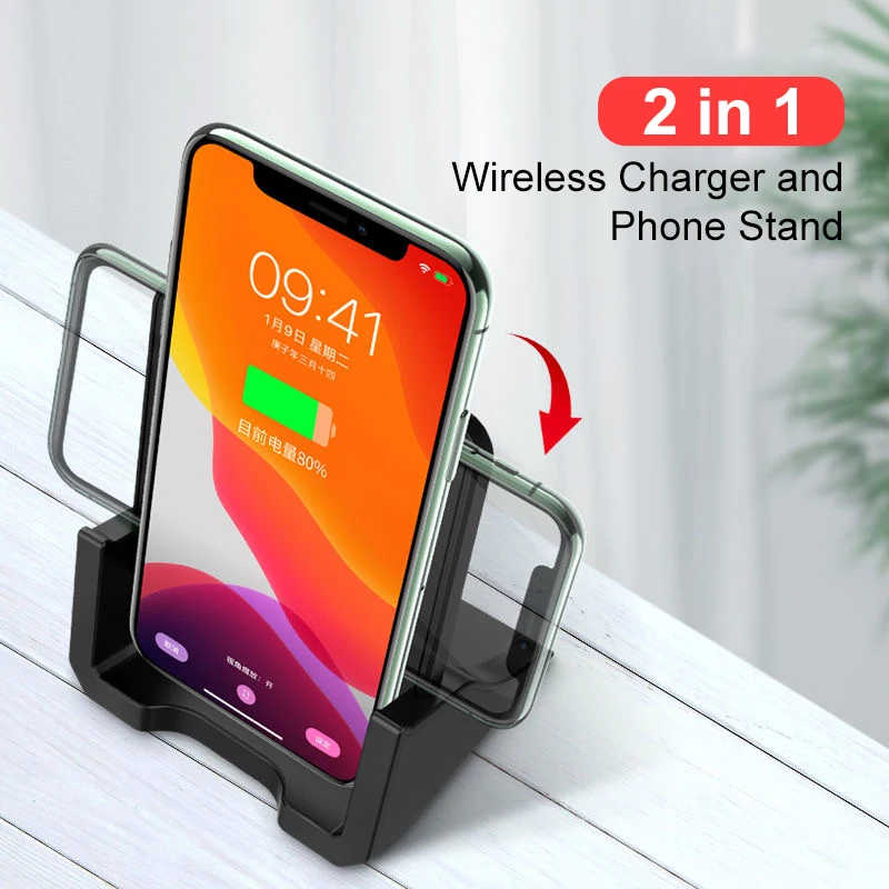 Беспроводная подставка для зарядного устройства QI 15 Вт iPhone X XR XS Max 8 11 быстрая
