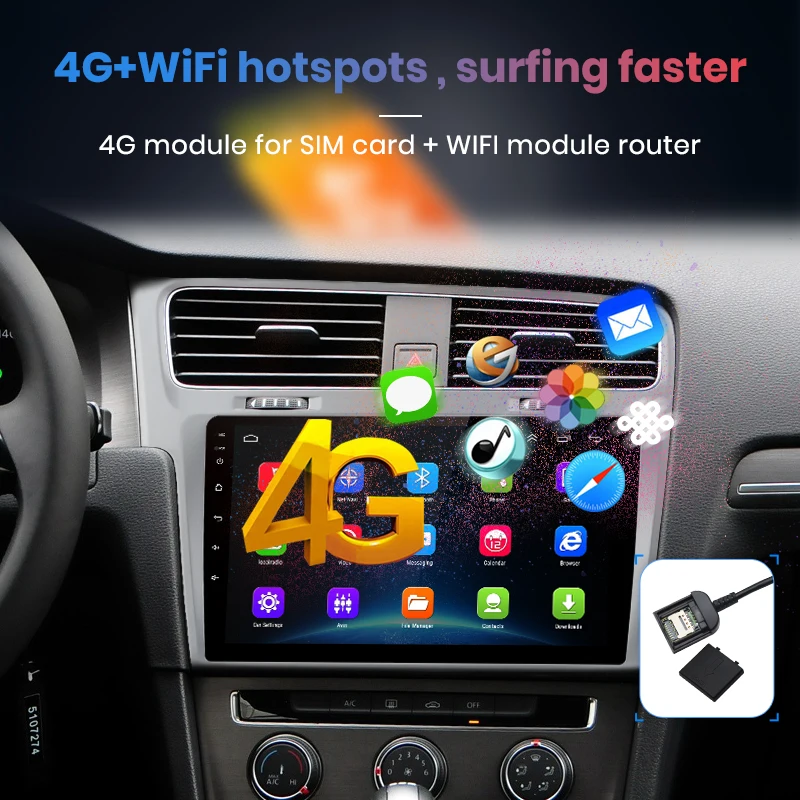 Junsun 2G+ 32G Android 8,1 4G Автомобильный Радио мультимедийный плеер для Volkswagen Golf 7 2013- навигация gps 10,1 ''Авто 2 din без dvd