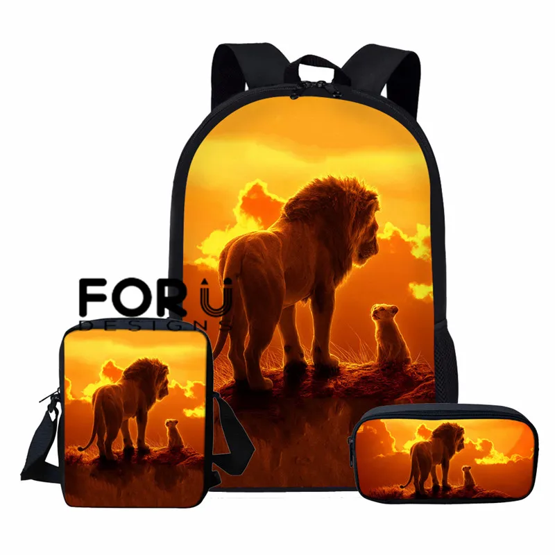 L5442CEK FORUDESIGNS/Школьный рюкзак с принтом «Король Лев» для мальчиков, повседневный мужской рюкзак для подростков, винтажная сумка с рисунком, 16 дюймов, Детская сумка - Цвет: L5442CEK