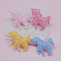 30pcslot 65cm glitter shiny unicorn padded appliques for diy handmade children hair clip accessories patches