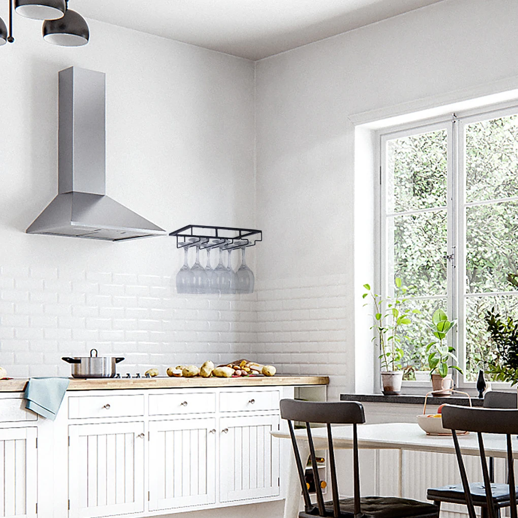 

Wall Mount Wine Glasses Holder Bartender Stemware Hanging Rack Under Cabinet Stemware Organizer Glass Goblet Iron Rack Bar Tool