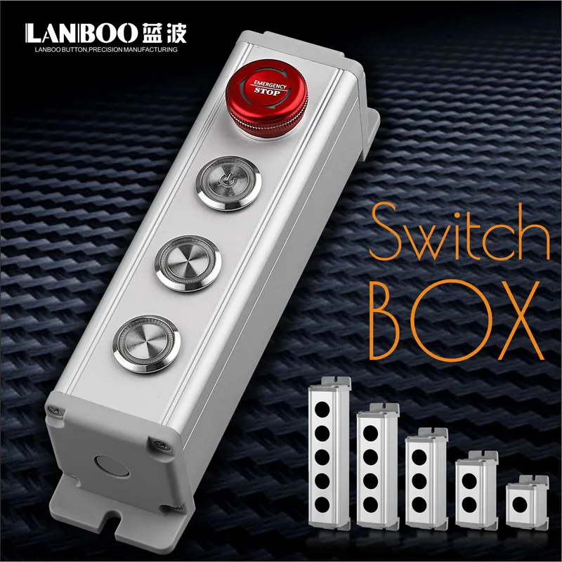 LANBOO 1 2 3 4 5 отверстий 16 мм/19 мм/22 мм водонепроницаемый алюминиевый сплав металлический кнопочный переключатель коробка с наружным блоком управления питанием
