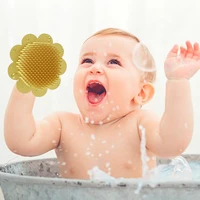 baby shampoo brush flower shape silicone scrubber bath wipe children bathing soft massage bath brush kids washing hair tool