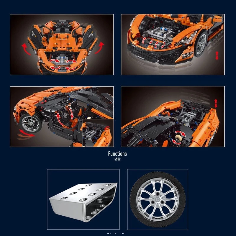 MOC высокотехнологичная серия 13090S P1 оранжевый супер автомобиль гоночная модель