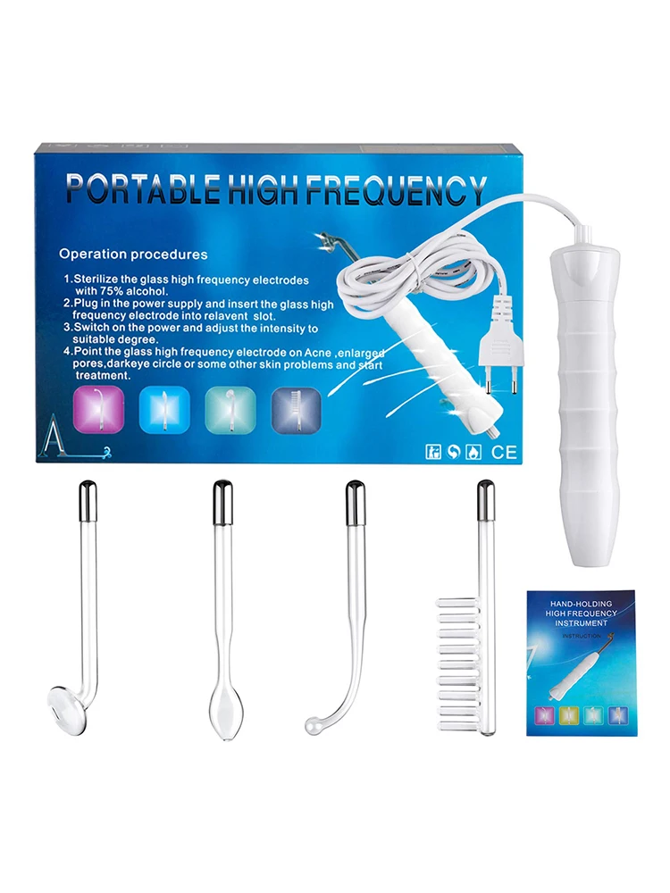 

4 In 1 High Frequency Electrode Wand Electrotherapy Glass Tube Beauty Device Acne Spot Remover Facial Spa Beauty Machine
