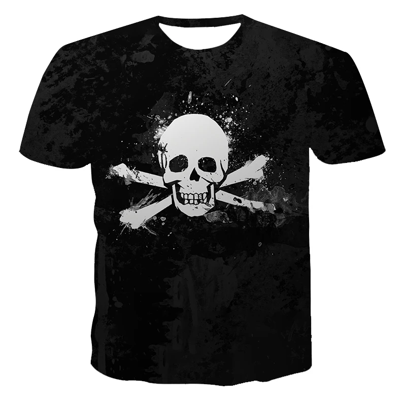 

2020 New 3D Skull T-Shirt Punk Letter T-Shirt Men Printed Casual Fashion Shirt O Neck Hip Hop Short Sleeve Plus-Size