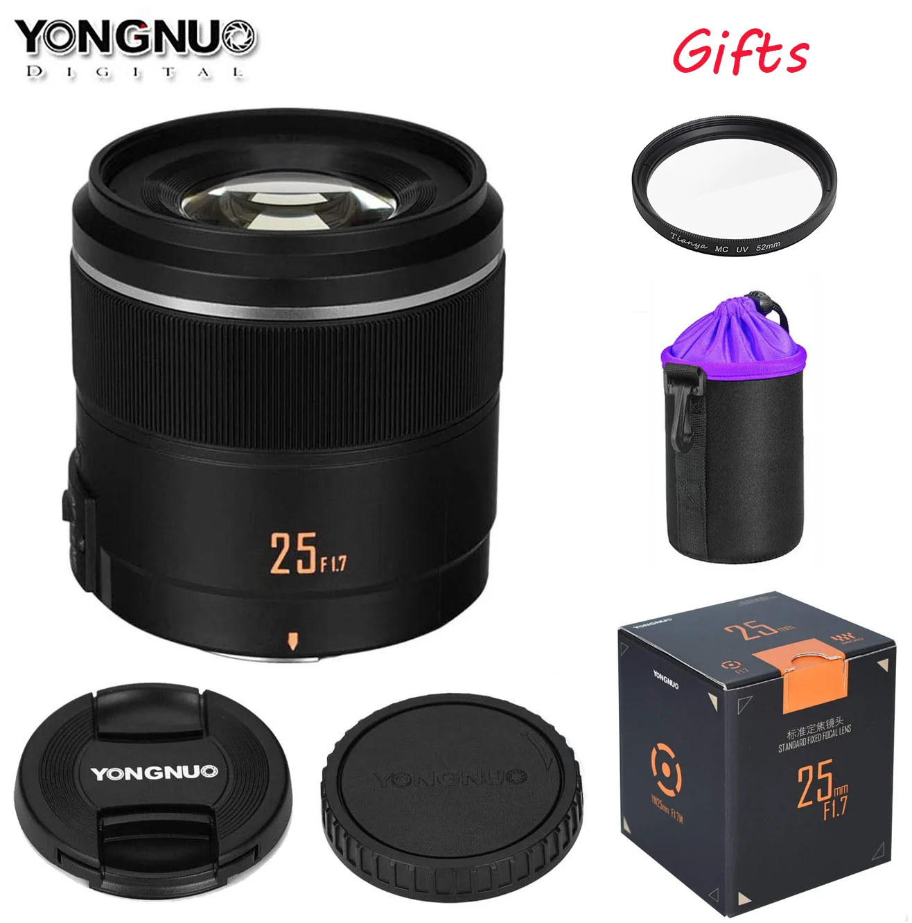 

Yongnuo YN25mm F1.7M Lens Auto Focus AF/MF Standard Prime Lens Large Aperture Camera Lens for Micro M4/3 Mount Panasonic Olympus