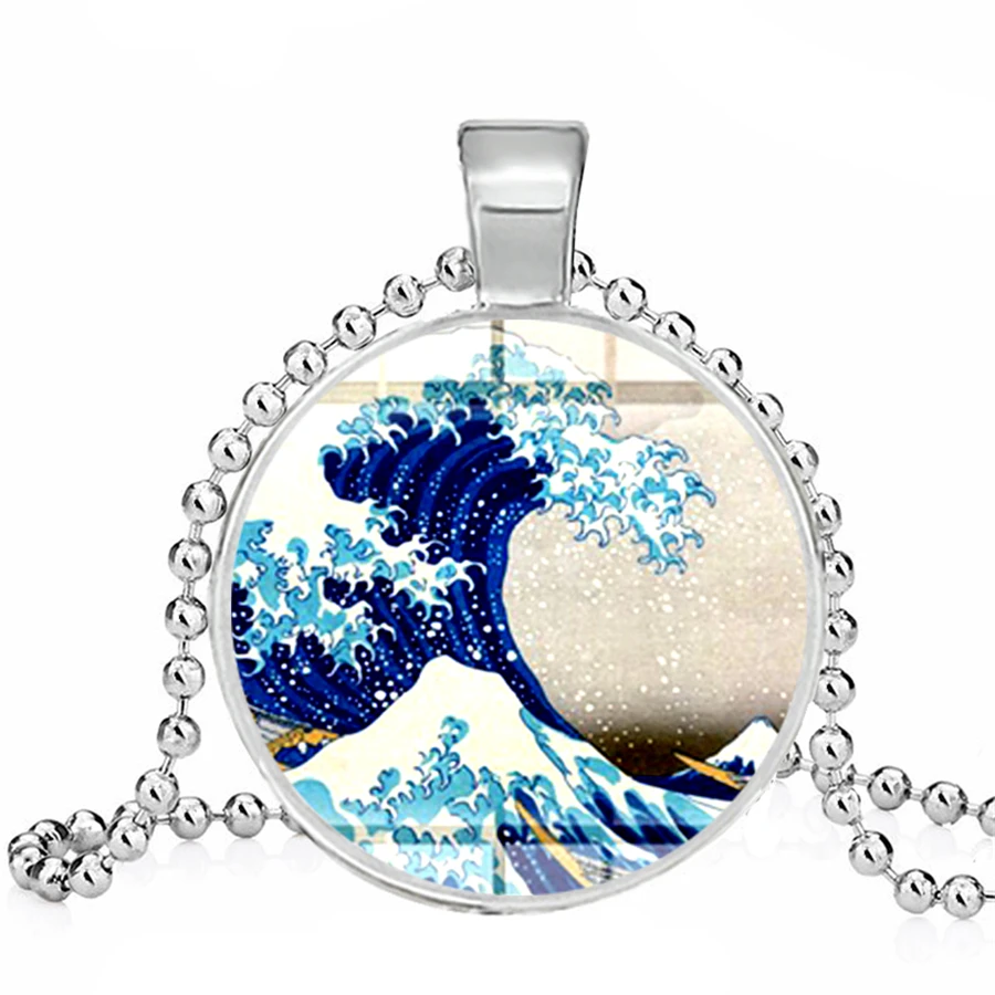 Классический Kanagawa картина серфинг Ожерелье s японский Ukiyo-e искусство синяя