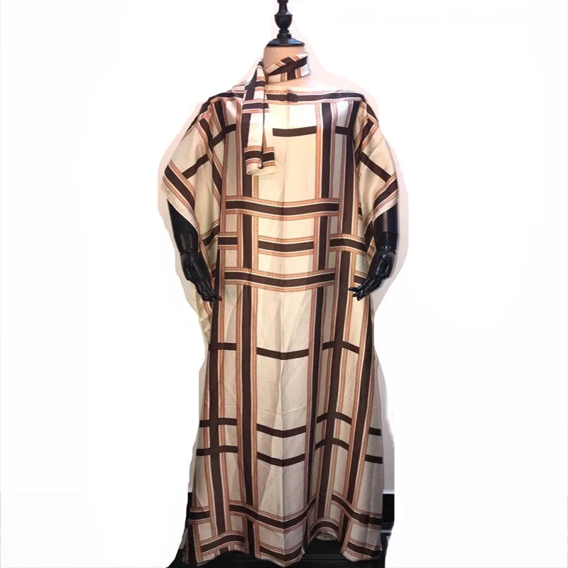 

Length 145 cm Bustline :90 cm popular Malaysia Silk kaftan Women long dresses Match scarf Dashiki Beach dresses African dresses