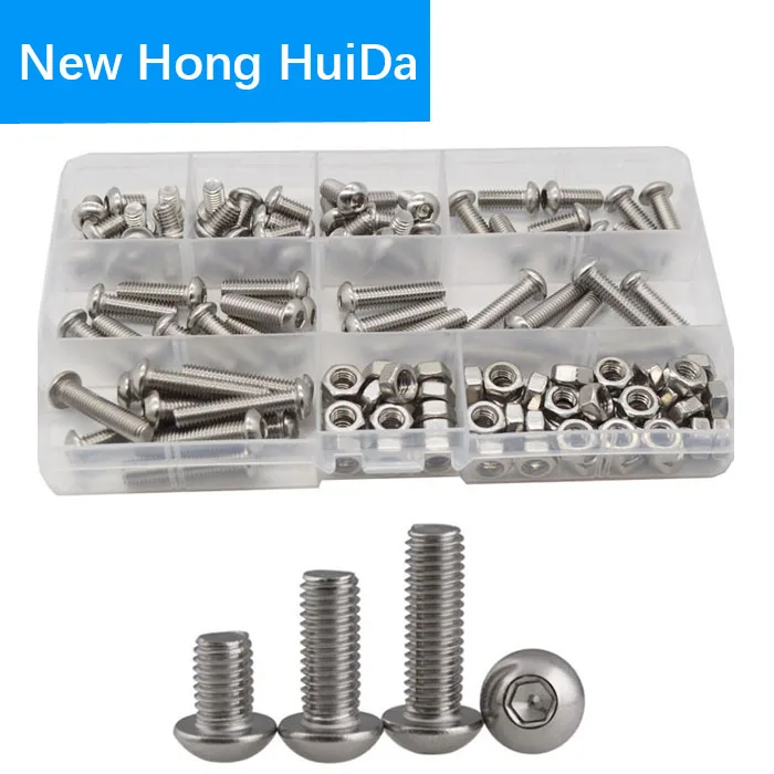 

M2 M3 M4 M5 M6 Hex Button Socket Head Cap Screw Nut Hexagon Metric Thread Machine Bolt Assortment Kit Set 304 Stainless Steel