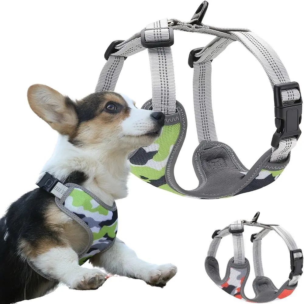

Camouflage Dog Vest Harness Breathable Mesh Pet Puppy Harness Reflective Soft Padded Dog Chest Straps For Medium Small Dog Cats