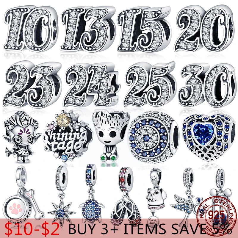 

The New 925 Sterling Silver Digital Little Tree Man is Suitable for Original Pandora Bead Bracelet Ladies Jewelry DIY Pendant