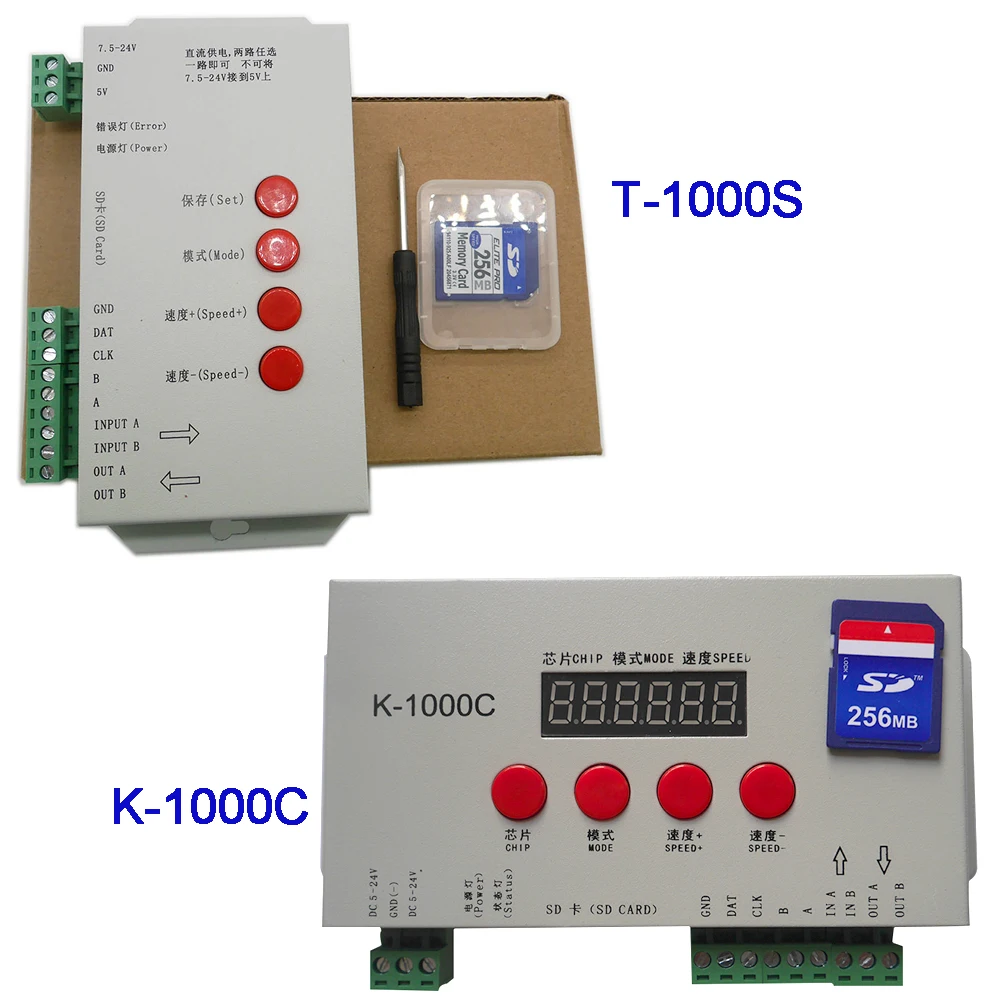K-1000C (T-1000S Обновлено) контроллер K1000C WS2812B WS2811 APA102 T1000S WS2813 светодиодный программный
