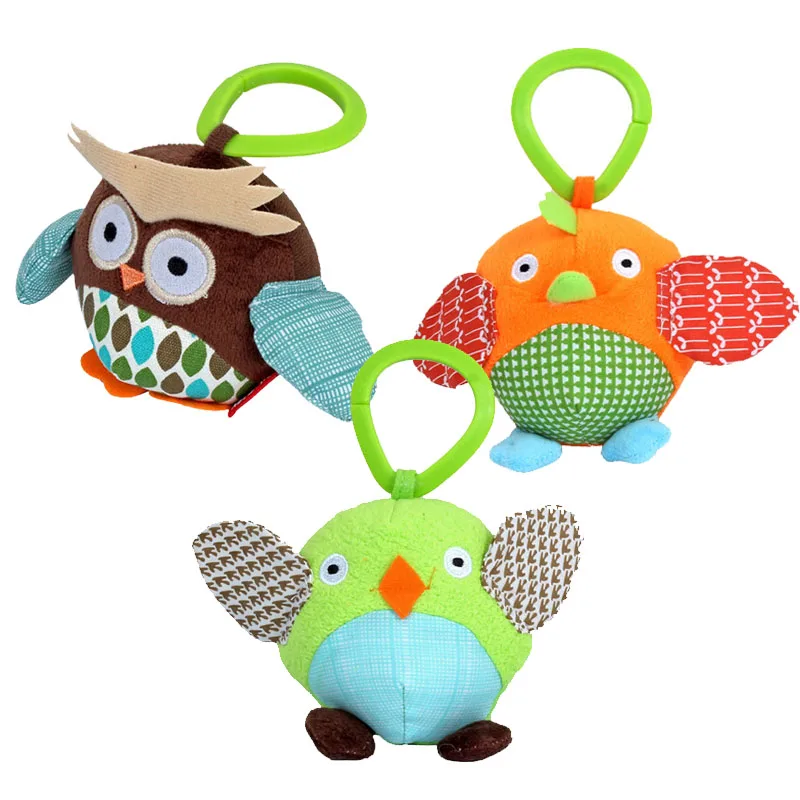 

10*10cm Baby Toys 0-12 Months Cute Small Animal Owl Rattles Infant Cartoon Bed Hanging Toys Baby Stroller Toy Crib Mobiles