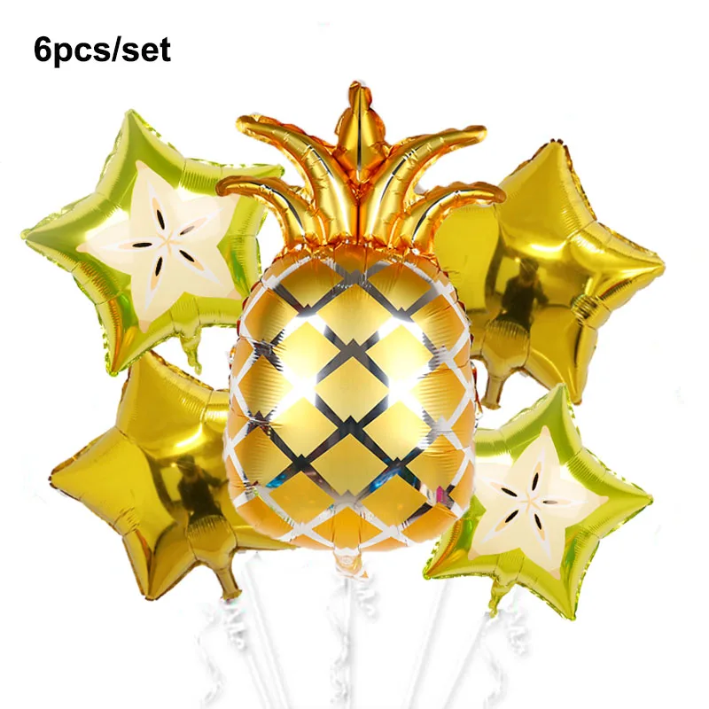 1 set-6pcs 6 шт. большие шары с тропическими фруктами, вечерние шары на день рождения, аксессуары для детей и взрослых, Гавайские вечерние принадлежности, пляжные шары с бананом, милые детские воздушные шары - Цвет: 1 set-6pcs