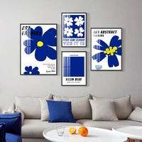 nordic modern and simple style abstract painting klein blue flowers wall art canvas posters and prints wall decor pictures