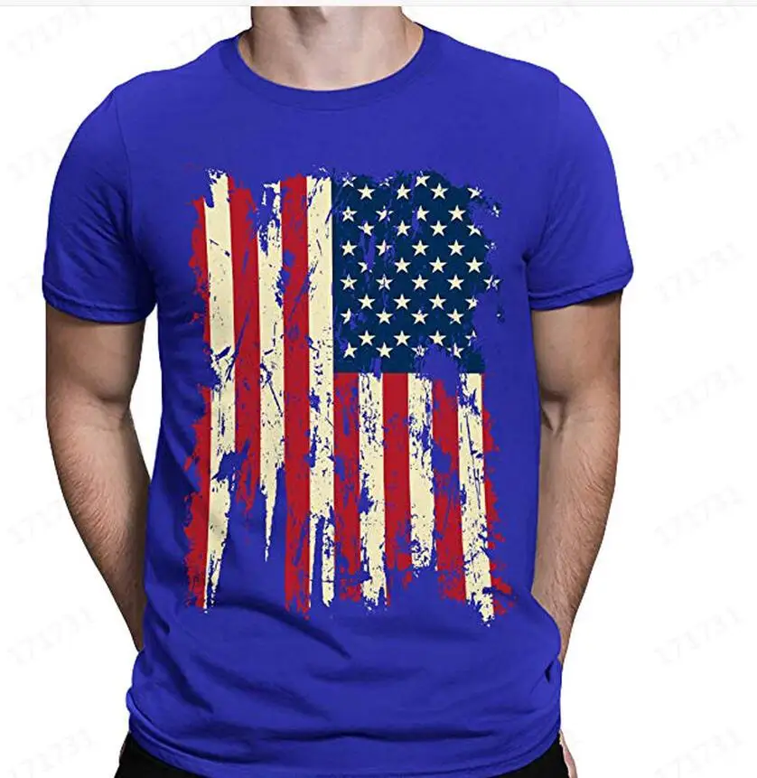 

2019 summer men's personalized flag printed short sleeve T-shirt