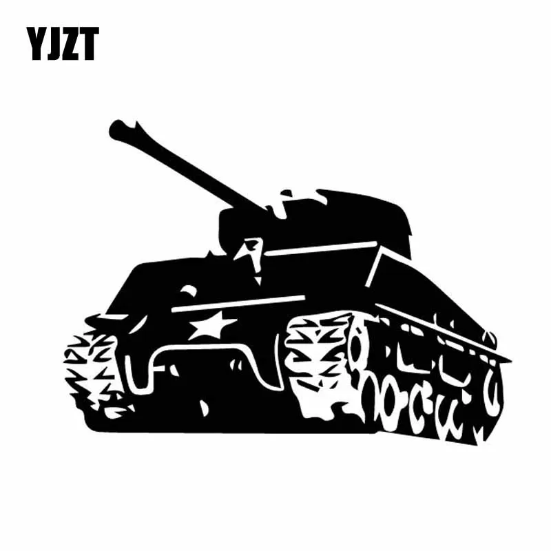 

YJZT 18CM*13.2CM Beautiful Tank Vinyl Decal High Quality Car Sticker Dazzling Decor Black/Silver C27-1224