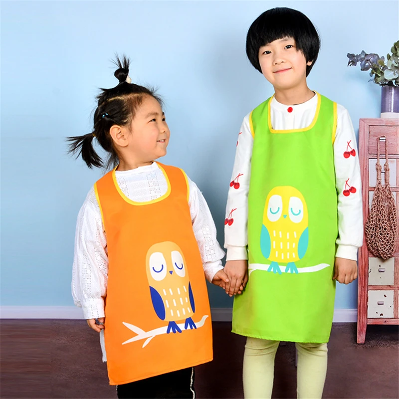 

1PC Custom Logo 1-13 Years Children Gown Anti-fouling Waterproof Painting Drawing Art Craft Apron Cartoon Kids Smock Sleeveless